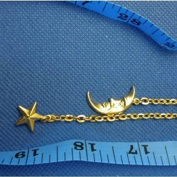 Starry midnight moon gold necklace - Picture 3 of 3
